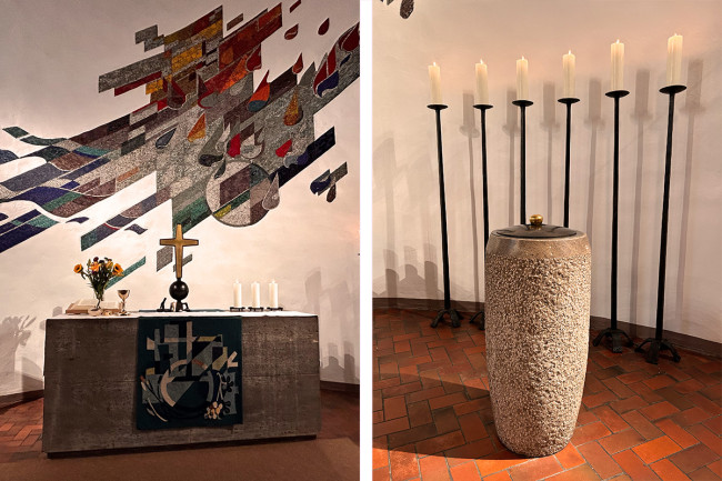 Altar, Kreuz und Taufstein
